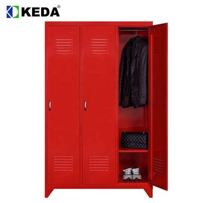 لون أحمر D500mm 0.194 CBM خزانة ملابس فولاذية